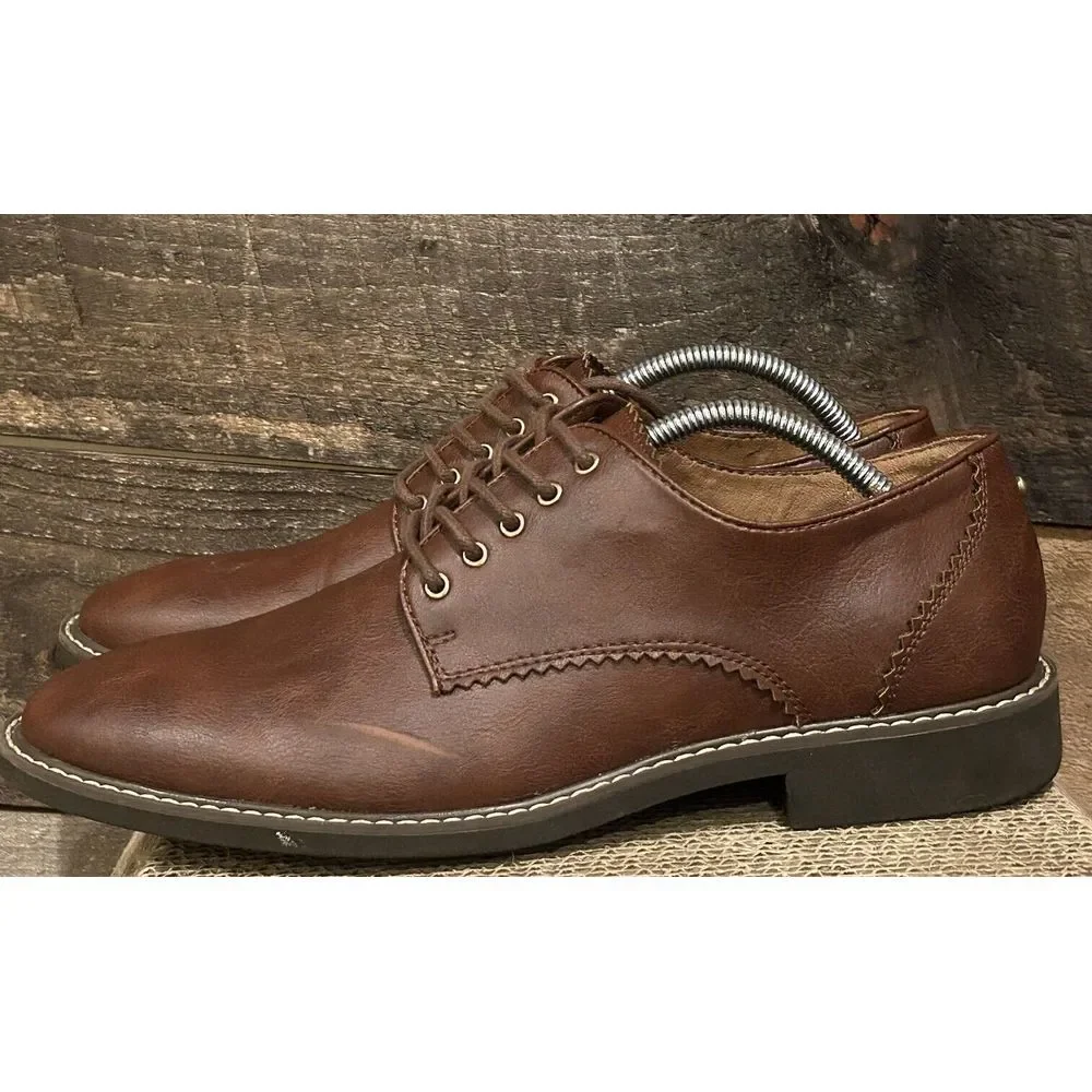 GUESS Jakey Men's Classic Brown Leather Derby Oxford Lace Up Size‎ 10 Shoes
